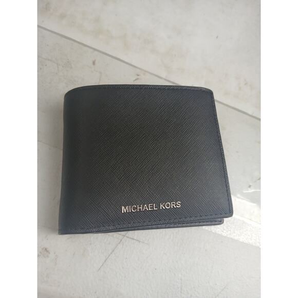 NWT Michael Kors Men Harrison Crossgrain Leather Billfold Wallet/Passcase,Blk-OS - Picture 2 of 6
